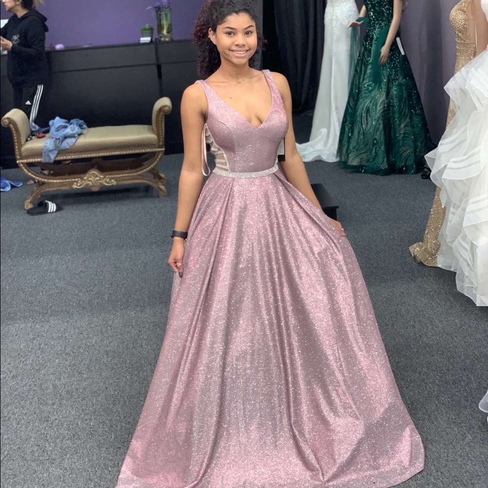 Rose gold sparkly ball gown